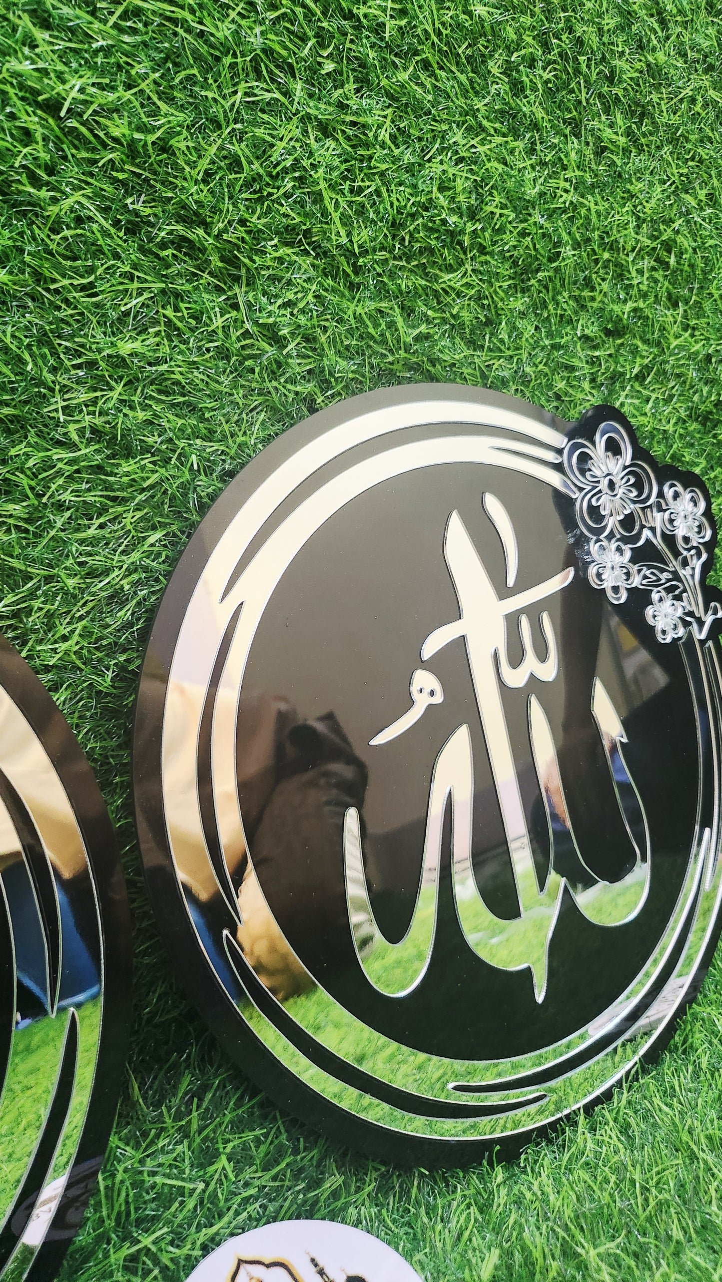 🌙 Product Title  Allah & Muhammad ﷺ Islamic Acrylic Wall Art – Premium Black & SilverMirror Finish