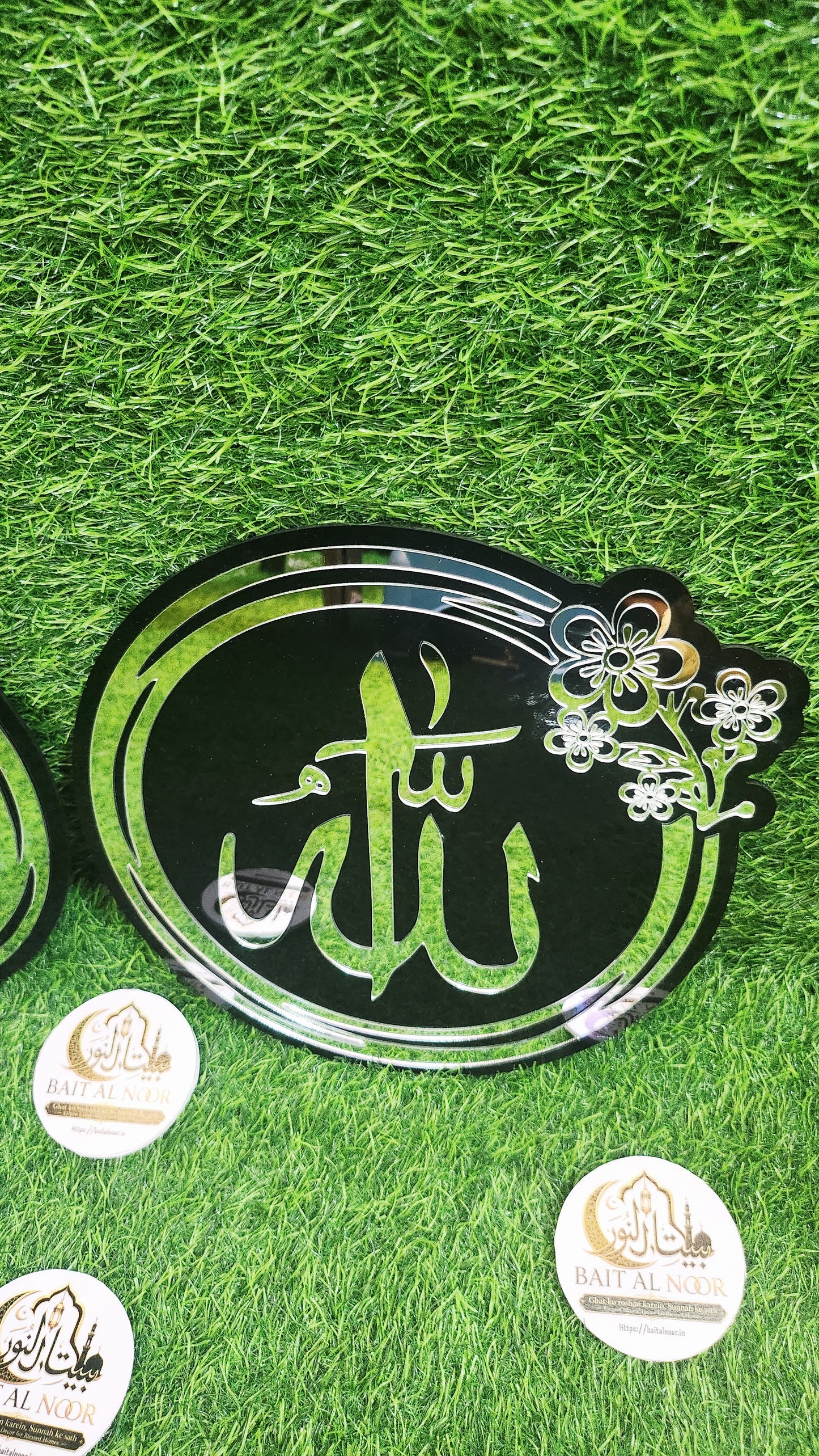 🌙 Product Title  Allah & Muhammad ﷺ Islamic Acrylic Wall Art – Premium Black & SilverMirror Finish