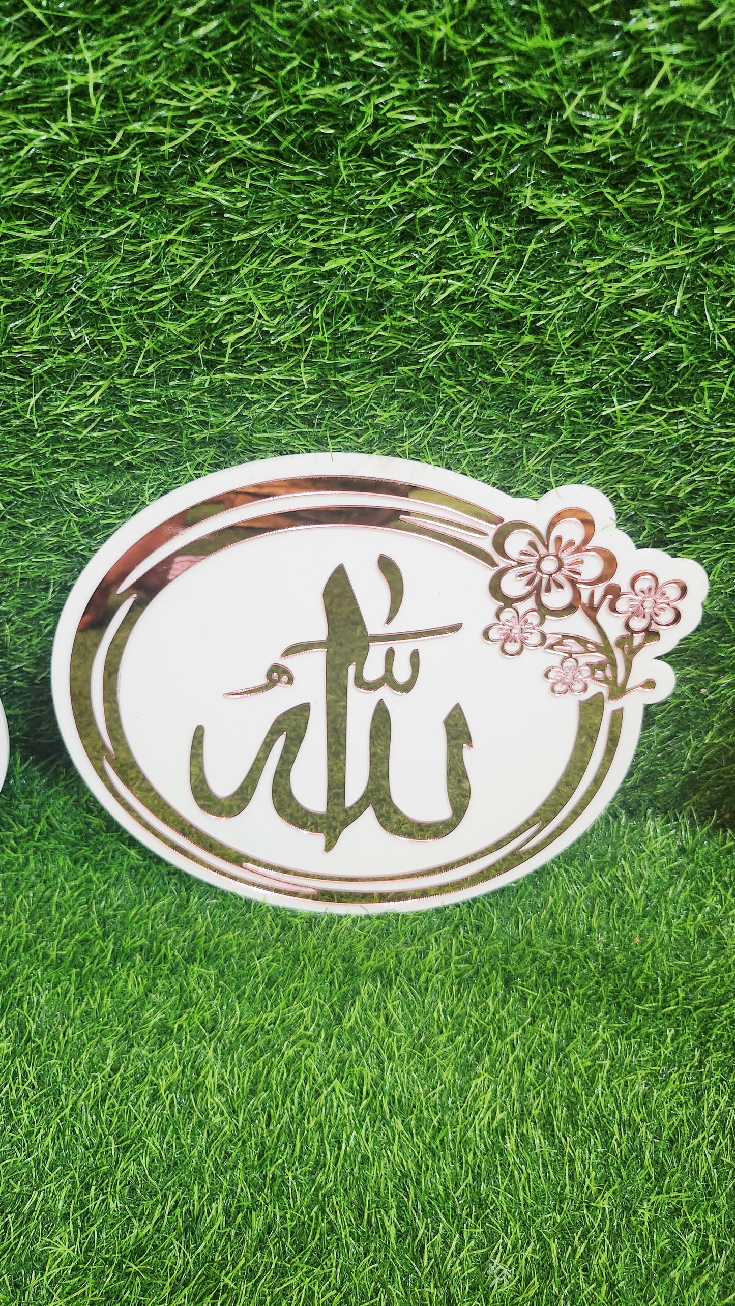 🌙 Product Title  Allah & Muhammad ﷺ Islamic Acrylic Wall Art – Premium white & rose gold Mirror Finish